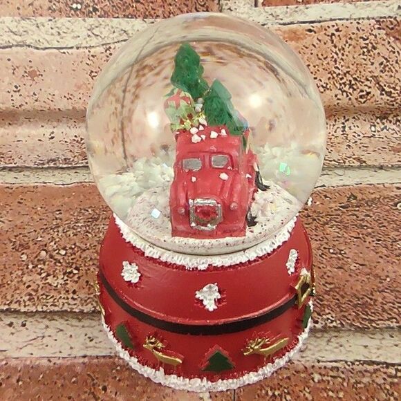 Mini Christmas Tree Truck Snowglobe Pickup Waterglobe Snow Globe Santa Reindeers - Picture 4 of 16